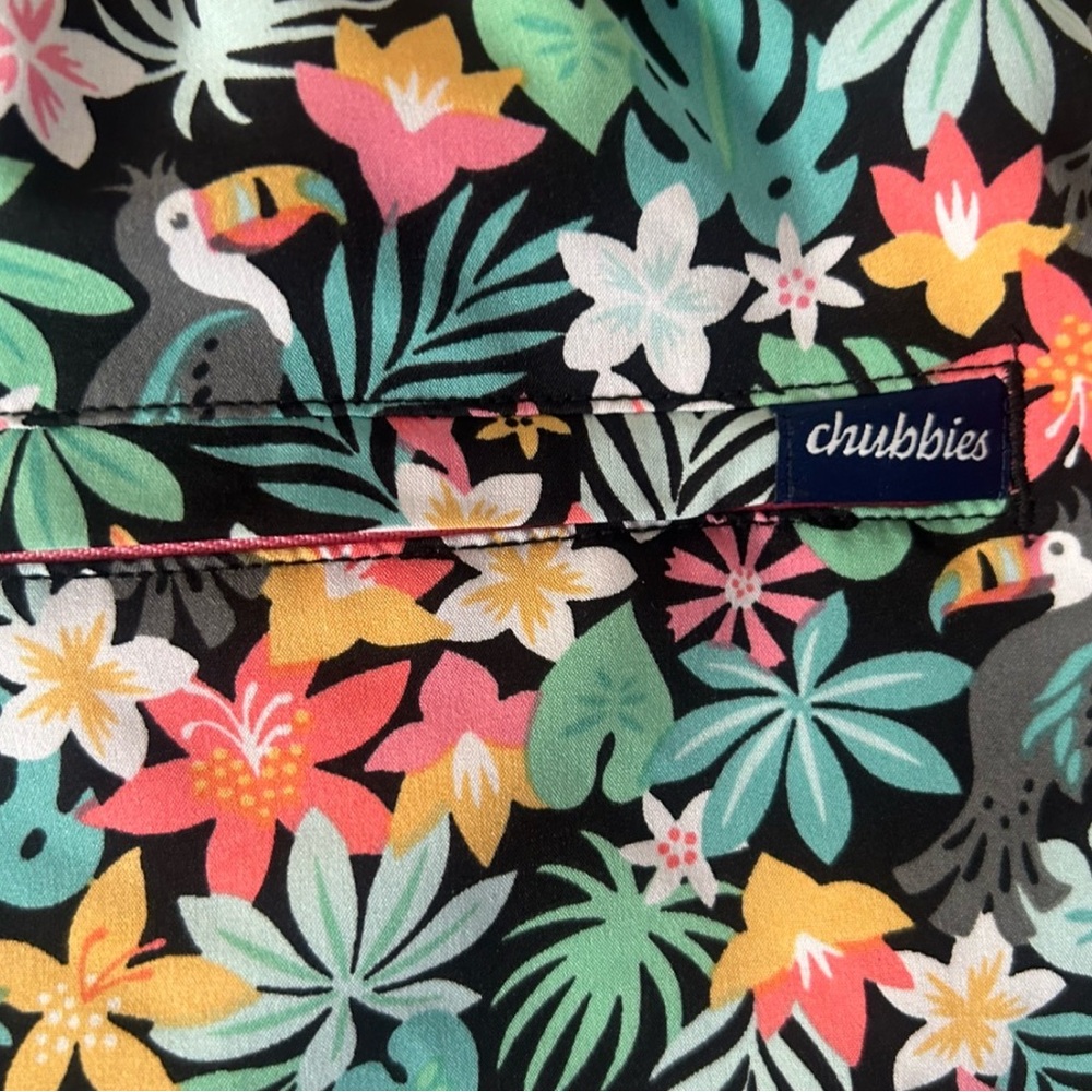 Chubbies The Bloomerangs 7” Swim Trunks Large Black Floral Lined Classic Fit - Picture 4 of 8